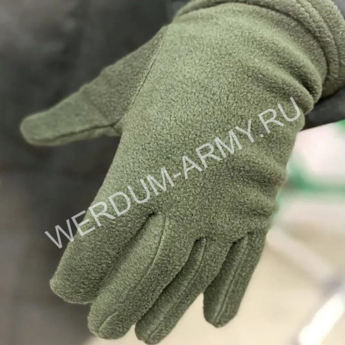 Перчатки флисовые зеленые олива 107м купить в Москве