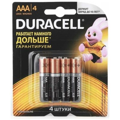 Батарейки Duracell ААА 4 шт купить оптом