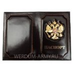 обложка на паспорт с жетоном с гербом России черная купить